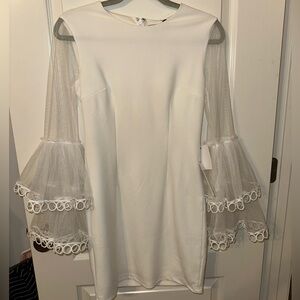 white dress with fun sleeves!